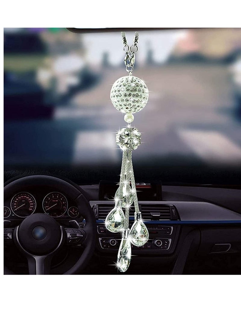 SYOSI Bling Car Decor Mirror Accessories Diamond Car Bling Teardrop-shaped Car Pendant Crystal Meteor Decoration Car Rear View Mirror Charms Lucky Hanging View Charms Hanging Ornament - Image 2