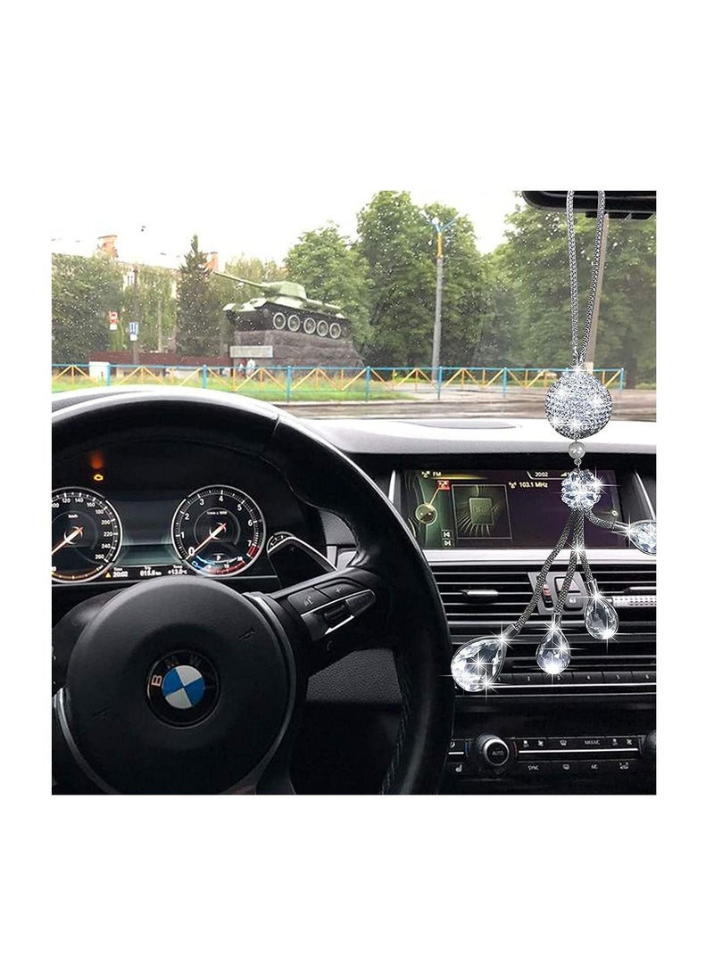 SYOSI Bling Car Decor Mirror Accessories Diamond Car Bling Teardrop-shaped Car Pendant Crystal Meteor Decoration Car Rear View Mirror Charms Lucky Hanging View Charms Hanging Ornament - Image 3