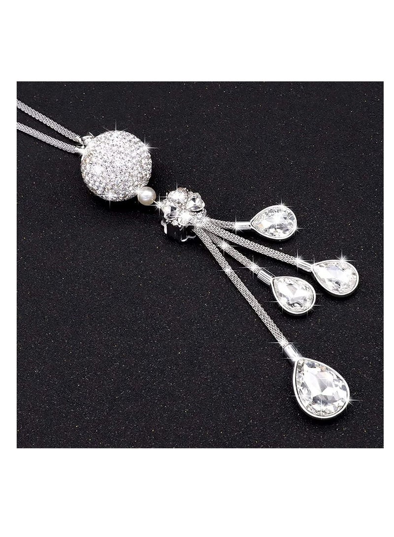 SYOSI Bling Car Decor Mirror Accessories Diamond Car Bling Teardrop-shaped Car Pendant Crystal Meteor Decoration Car Rear View Mirror Charms Lucky Hanging View Charms Hanging Ornament - Image 4