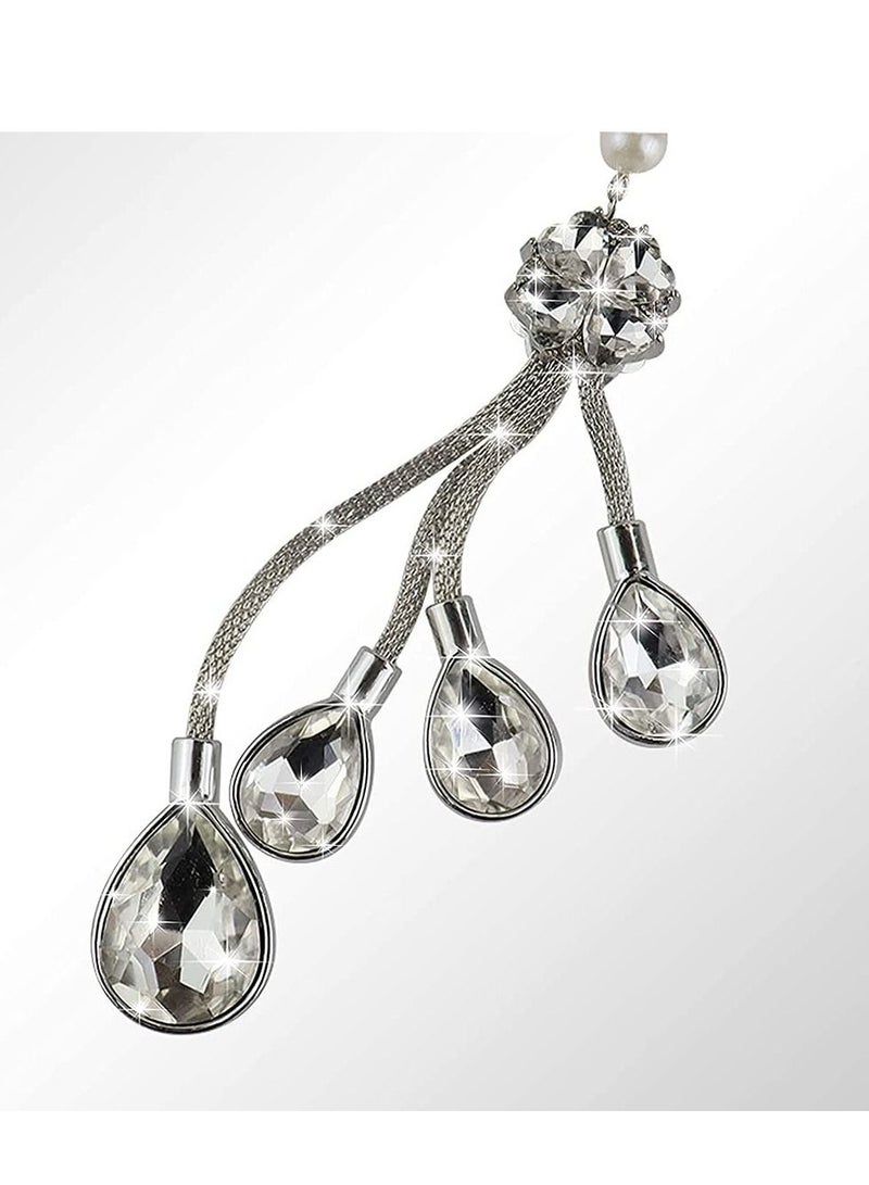 SYOSI Bling Car Decor Mirror Accessories Diamond Car Bling Teardrop-shaped Car Pendant Crystal Meteor Decoration Car Rear View Mirror Charms Lucky Hanging View Charms Hanging Ornament - Image 5