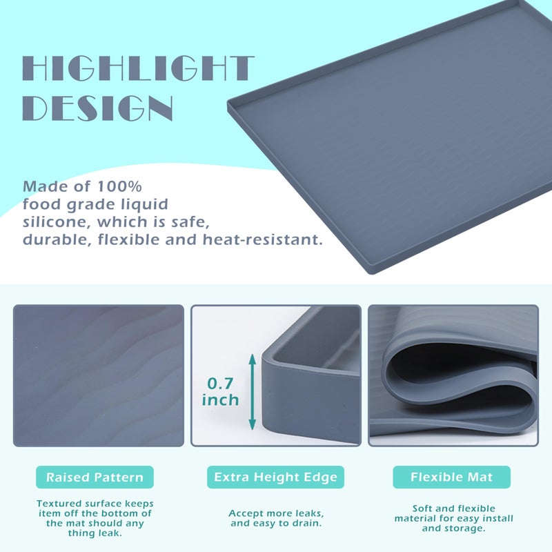 URMONA Waterproof Silicone Under Sink Mat 31'' x 22'' Shelf Liner for Kitchen and Bathroom, Cabinet and Counter Protector, Storage and Organizers, Litter Mat, Pet Cat Puppy Essentials(Beige) - Image 3