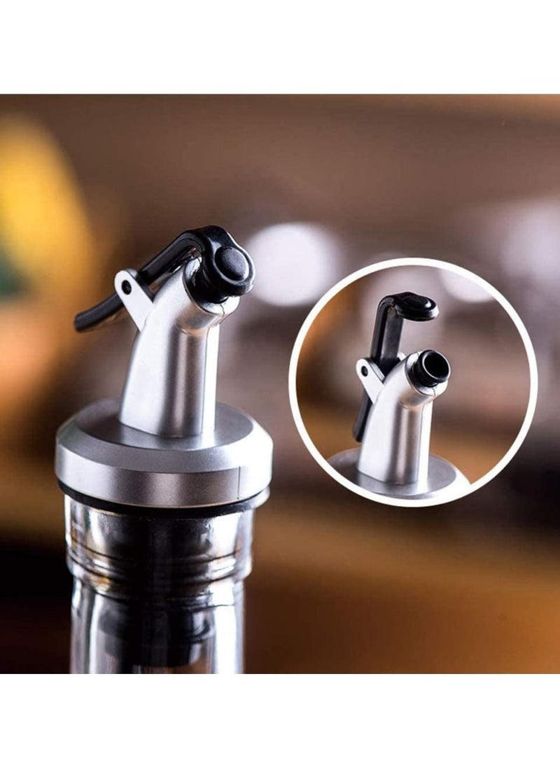Set Of 4 Oil Sprayer Cap Spout Silver/Black