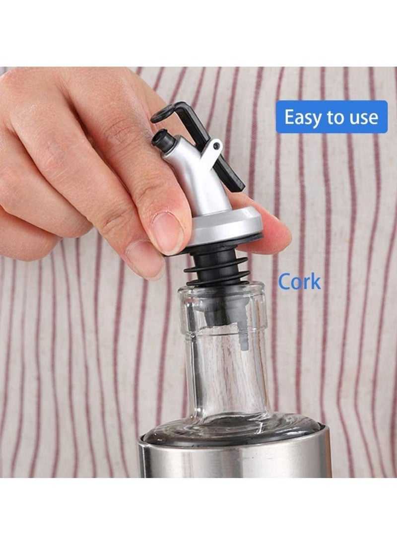 Set Of 4 Oil Sprayer Cap Spout Silver/Black