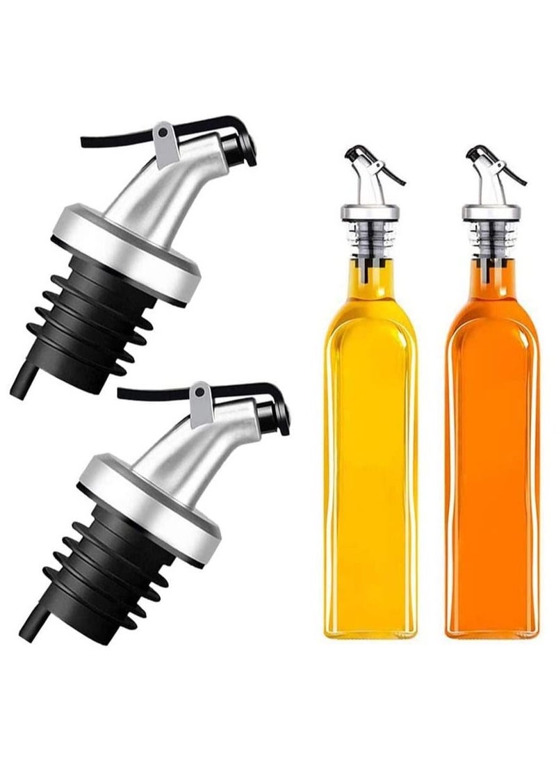 Set Of 4 Oil Sprayer Cap Spout Silver/Black