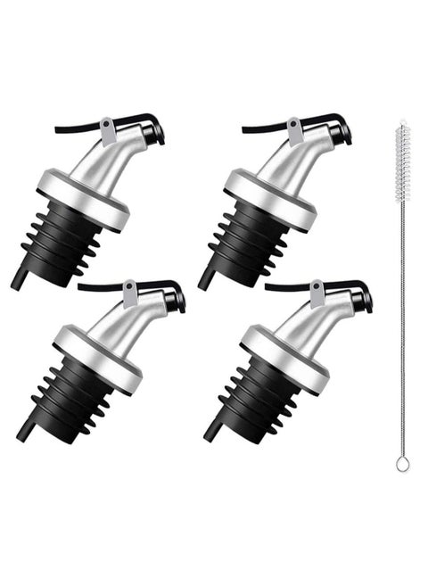 Set Of 4 Oil Sprayer Cap Spout Silver/Black