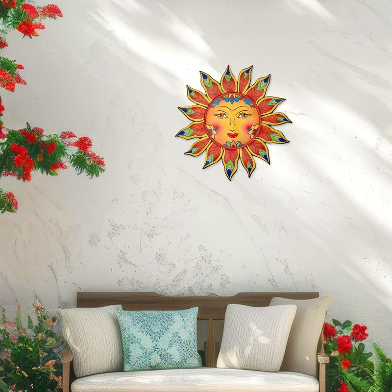 Daogtc Metal Sun Flower Wall Decor,13inches Sun Wall Art Hanging Decoration for Indoor and Outdoor, Garden Farmhouse Yard Patio Fence Living Room Bedroom Decor - Image 2