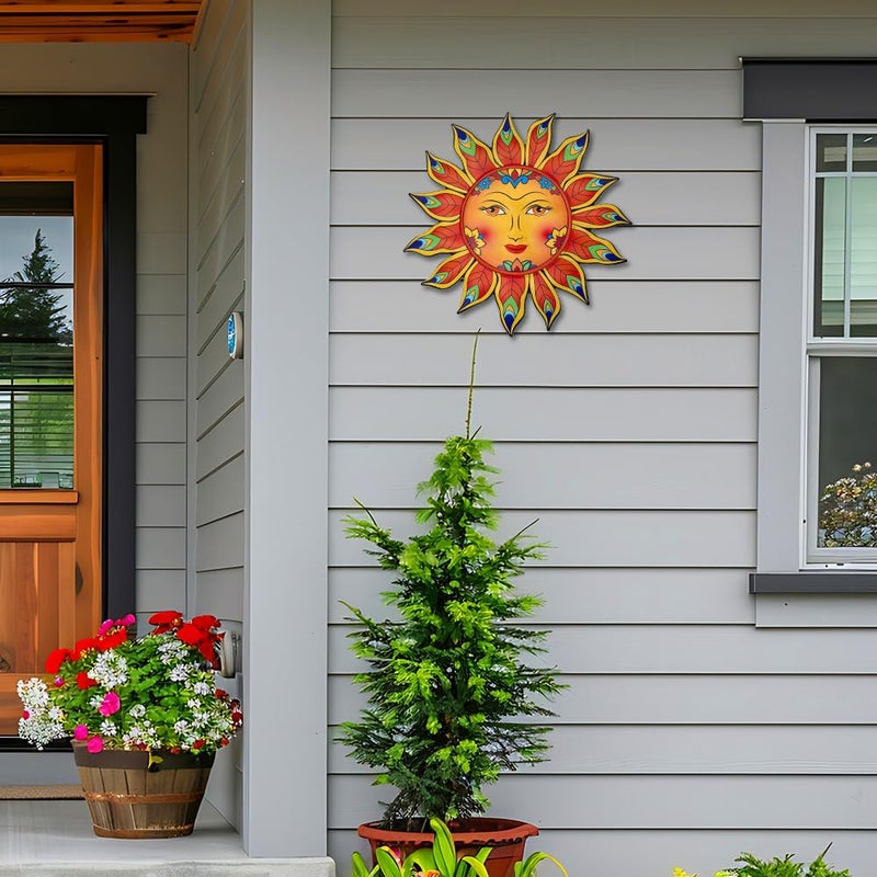 Daogtc Metal Sun Flower Wall Decor,13inches Sun Wall Art Hanging Decoration for Indoor and Outdoor, Garden Farmhouse Yard Patio Fence Living Room Bedroom Decor - Image 5