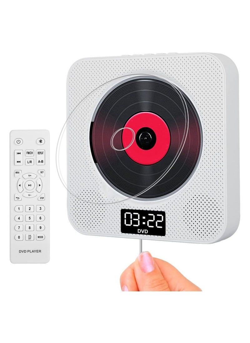 Generic - Portable Bluetooth CD Player,Wall Mountable CD/DVD Player for Home with Remote Control Dust Cover LCD Display Built-in HiFi Speakers FM Radio,Support CD/DVD/MP3/USB/AUX Input Output (White) - Image 1