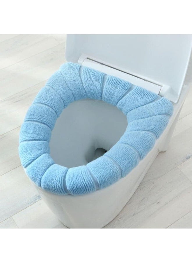 Rubik Toilet Seat Cushion Cover Comfy Warm Woven Washable Cover Pad (Sky Blue)  - Image 1