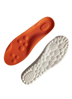Sports Insoles for Men  Women, PU Full Pad, Odor Resistant, Sweat Absorbent, Breathable Shock Absorption orange white background