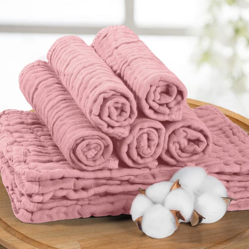Yoofoss Muslin Burp Cloths for Baby 10 Pack 100% Cotton Baby Washcloths for Boys Girls Large 20''X10'' Super Soft and Absorbent Bean Paste - Image 2