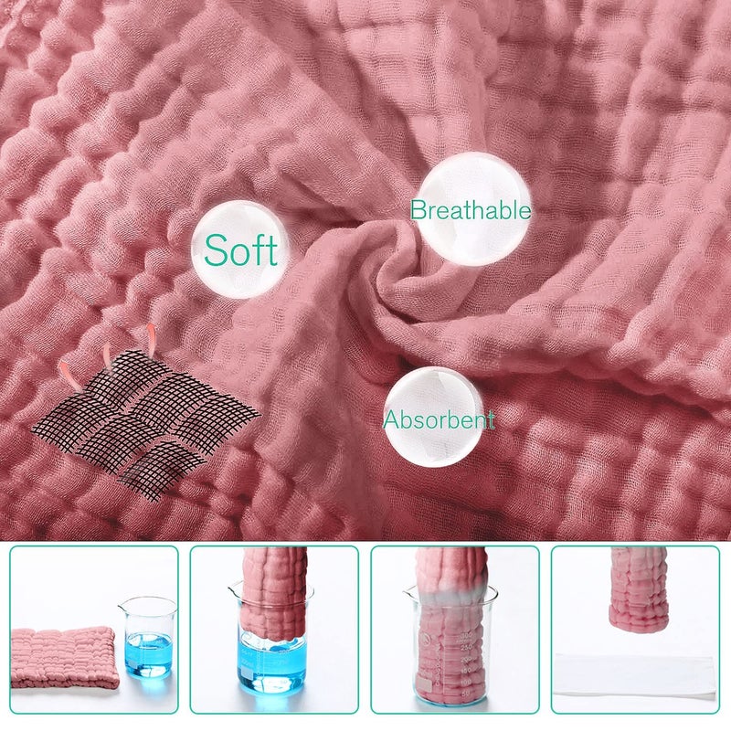 Yoofoss Muslin Burp Cloths for Baby 10 Pack 100% Cotton Baby Washcloths for Boys Girls Large 20''X10'' Super Soft and Absorbent Bean Paste - Image 4