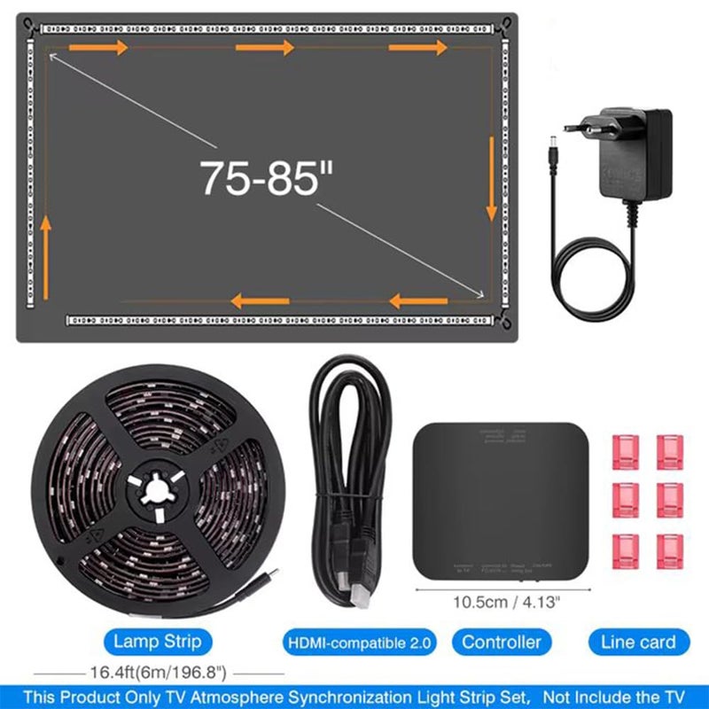 AVEDIA AVEDIA TV Backlight LED Strip with Sync Smart LED Strips for 7585 Inch TVs HDMI Function RGB Back Lights for Movie Gaming Video Music Ambient Background Hue Light  - Image 2