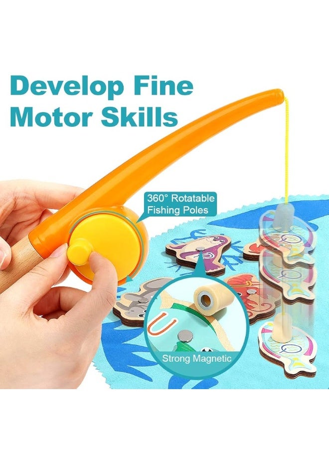 TOP BRIGHT لعبة الصيد Montessori للأطفال من TOP BRIGHT - ألعاب صيد خشبية مغناطيسية للأطفال هدايا للفتيات والفتيان بعمر 3 سنوات - Image 1