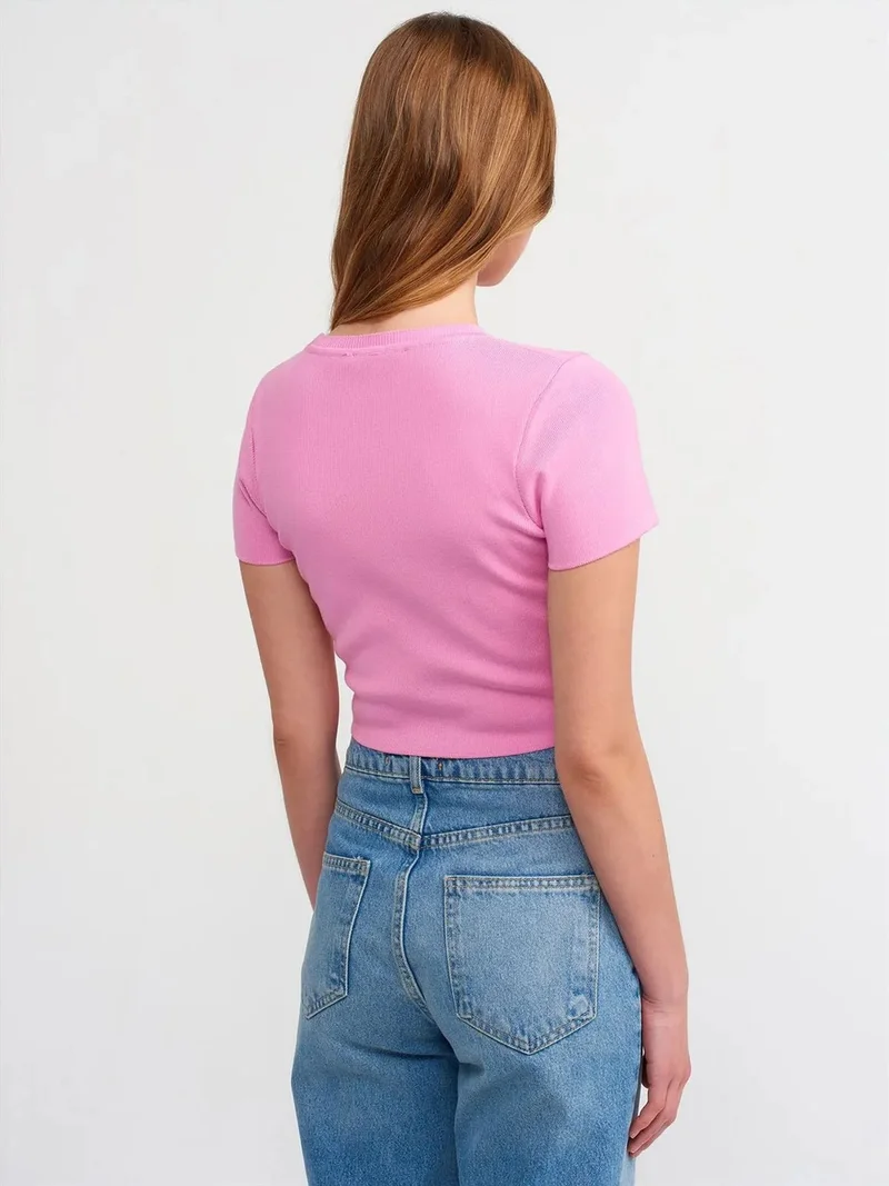ديلفين DILVIN Women's Ribbed Crop T-Shirt