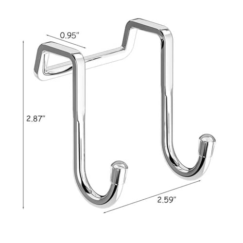 PRINKROOMY Over The Door Hooks, Stainless Steel Double Hooks, No Drill Cabinet Hooks for Kitchen Cabinet, Bathroom, Wardrobe, Office, Dormitory (2pcs) - Image 4