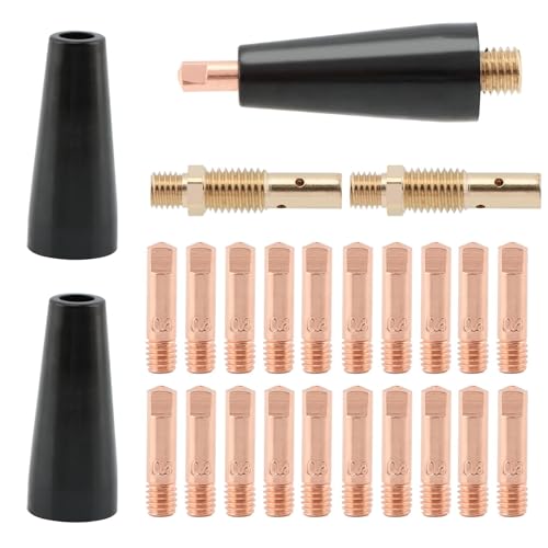 Kryslanix 24PCS Flux Core Gasless Nozzle Welding KitKP19391 Flux Core Gasless Nozzle Contact Tips Replacement MIG Welder Accessories for Welder Gun 003008mm kit - Image 1