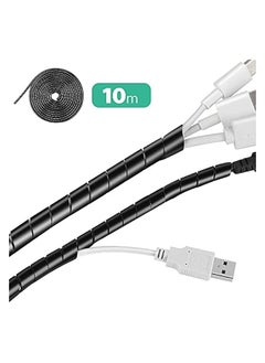 AGPtek 2pcs Spiral Cable Wrap Polyethylene 10M Wire Sleeve Cover for TV DVD Stereo Antenna Computer Cable Management Organizer Flexible Cord Tube Protector(Dia 6mm-Length 4m, Dia 4mm-Length 6m, Black)  - Image 2