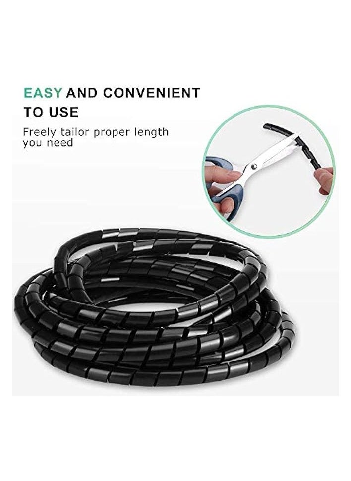 AGPtek - 2pcs Spiral Cable Wrap Polyethylene 10M Wire Sleeve Cover for TV DVD Stereo Antenna Computer Cable Management Organizer Flexible Cord Tube Protector(Dia 6mm-Length 4m, Dia 4mm-Length 6m, Black) - Image 1