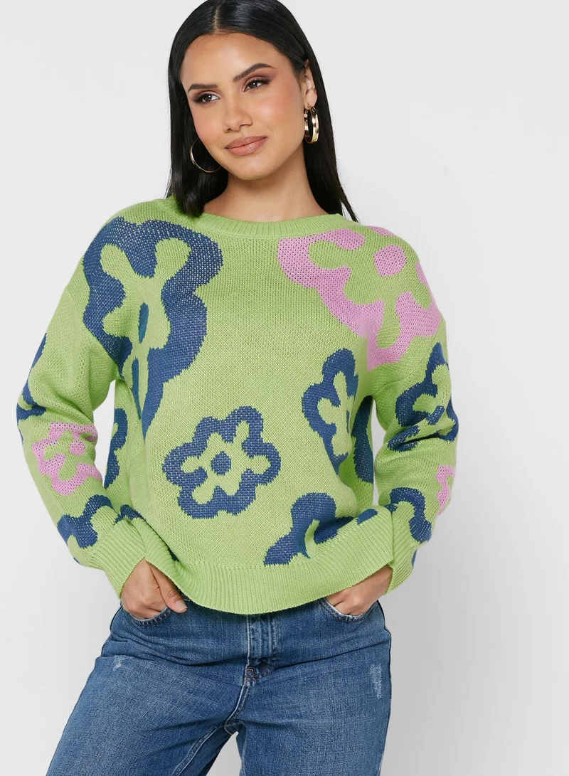 Ginger Flower Print Sweater