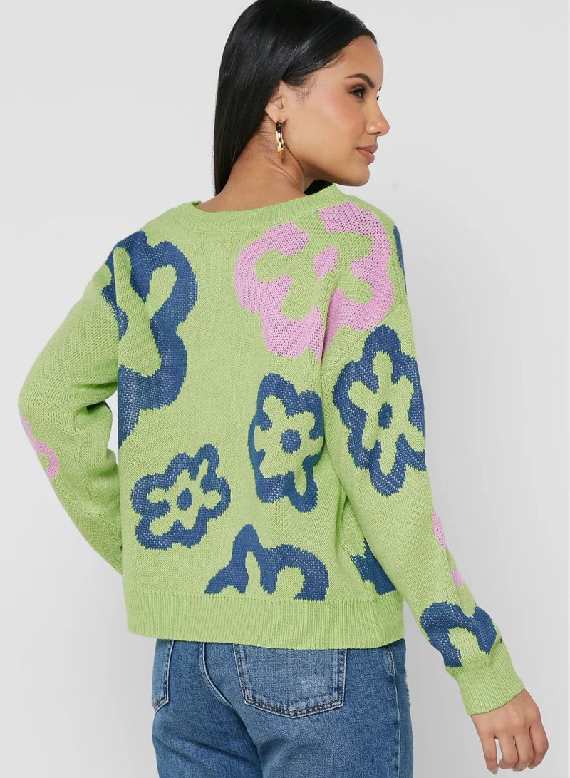 Ginger Flower Print Sweater