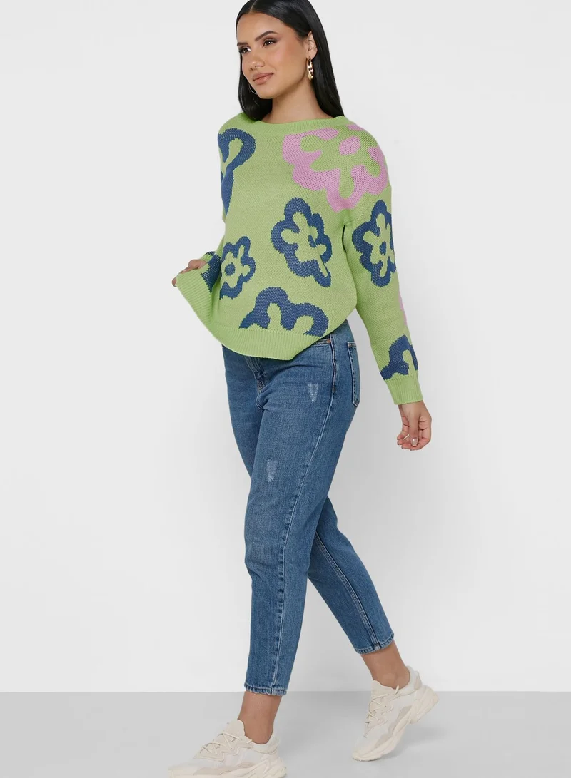 Ginger Flower Print Sweater