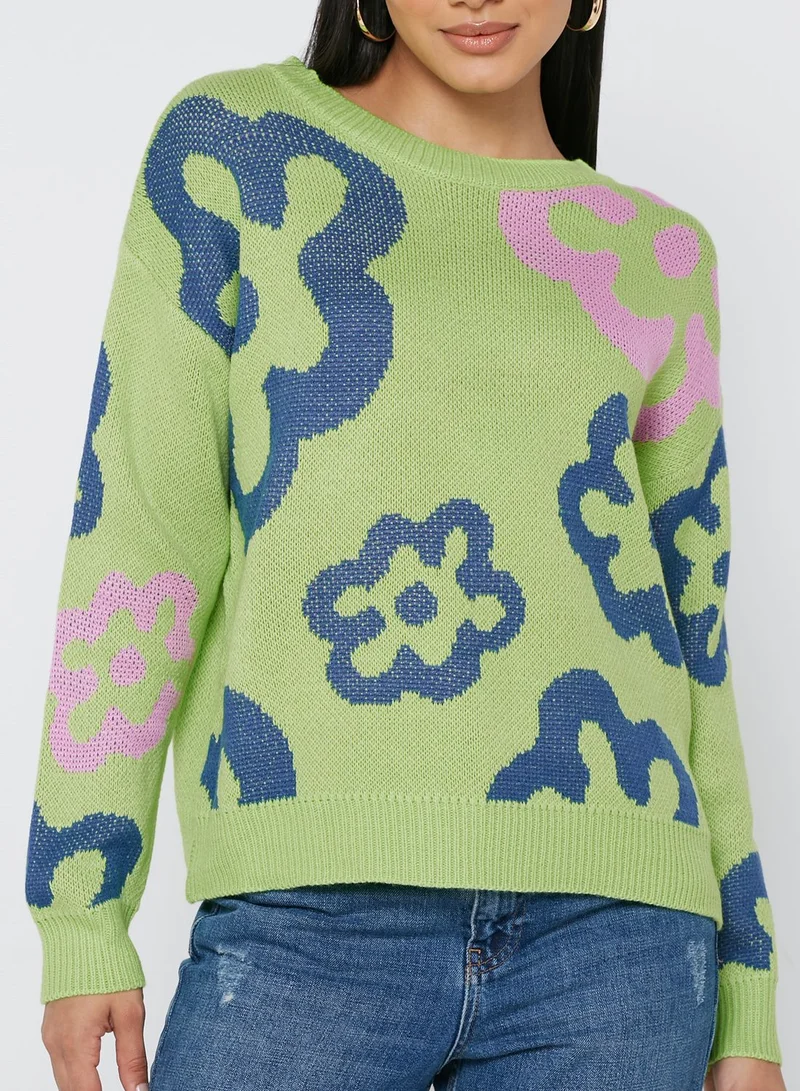 Ginger Flower Print Sweater