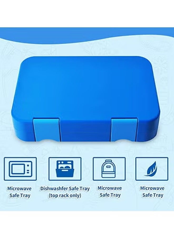 Arabest Lunch Box Kids, Bento Box Adult Lunch Box, 4/6 Compartment Bento Lunch Box, Food Containers for School/Work/Travel/Picnic, Leak-Proof, Reusable, BPA-Free, Microwave Dishwasher (Blue) - Image 2