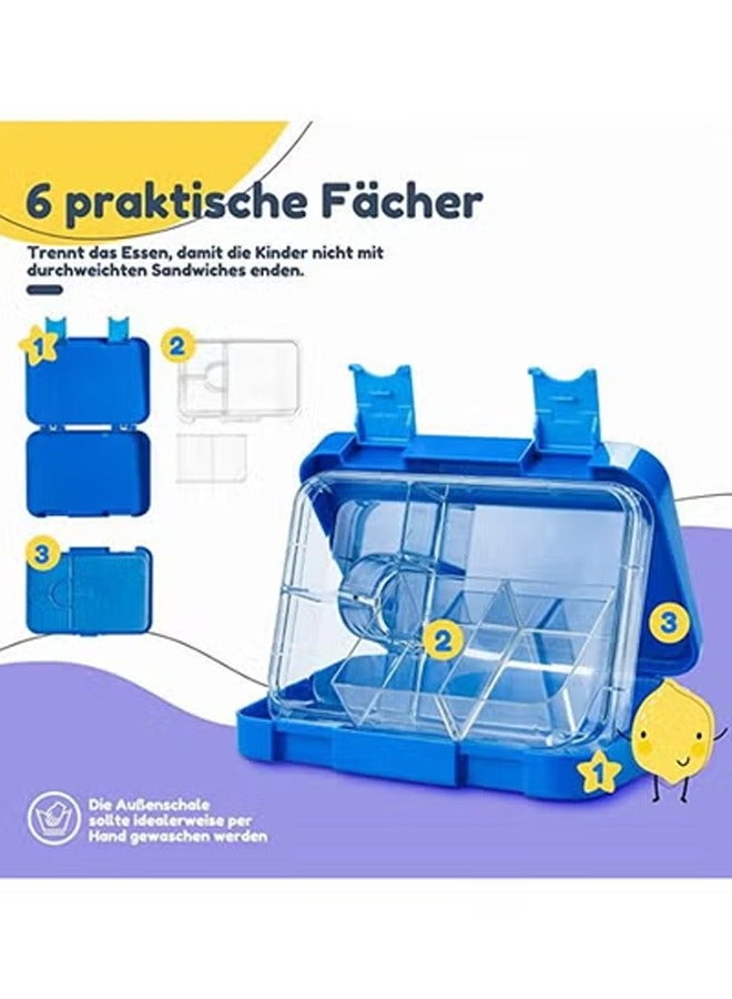 Arabest Lunch Box Kids, Bento Box Adult Lunch Box, 4/6 Compartment Bento Lunch Box, Food Containers for School/Work/Travel/Picnic, Leak-Proof, Reusable, BPA-Free, Microwave Dishwasher (Blue) - Image 3