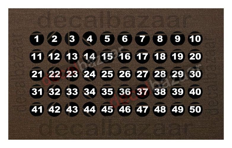 decalbazaar ملصق دائري رقم 1-50، فينيل لامع، 5 بوصات، أسود (كود 15.25) - Image 2