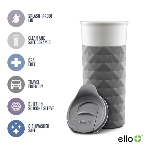 Ello Ogden 16oz Ceramic Travel Mug with Splash-Resistant Slider Lid and Protective Silicone Sleeve, Perfect for Coffee or Tea, BPA-Free, Dishwasher Safe, Teal - Image 5