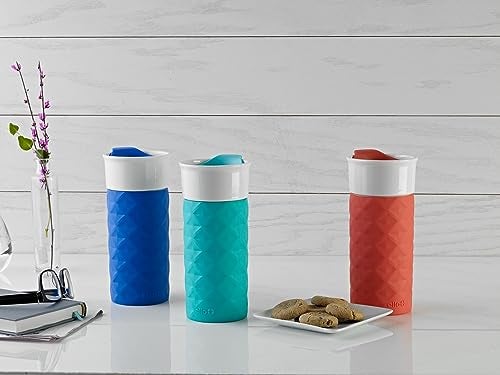 Ello Ogden 16oz Ceramic Travel Mug with Splash-Resistant Slider Lid and Protective Silicone Sleeve, Perfect for Coffee or Tea, BPA-Free, Dishwasher Safe, Teal - Image 4