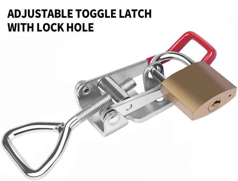 Vicuna R Heavy Duty Toggle Latch Clamp 4003, Large Adjustable Toggle Clamp Latch With Lock Hole, 1320Lbs Holding Capacity Pull Latch for Smoker Lid Jig, Tool Box Case - 4Pack (with 20PCS Screws) - Image 3
