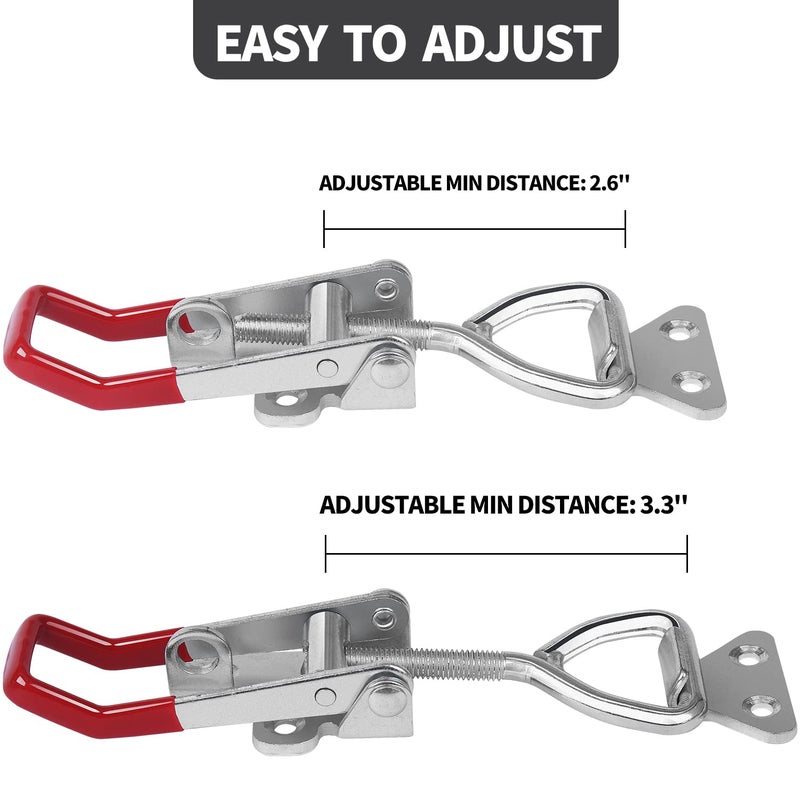 Vicuna R Heavy Duty Toggle Latch Clamp 4003, Large Adjustable Toggle Clamp Latch With Lock Hole, 1320Lbs Holding Capacity Pull Latch for Smoker Lid Jig, Tool Box Case - 4Pack (with 20PCS Screws) - Image 2
