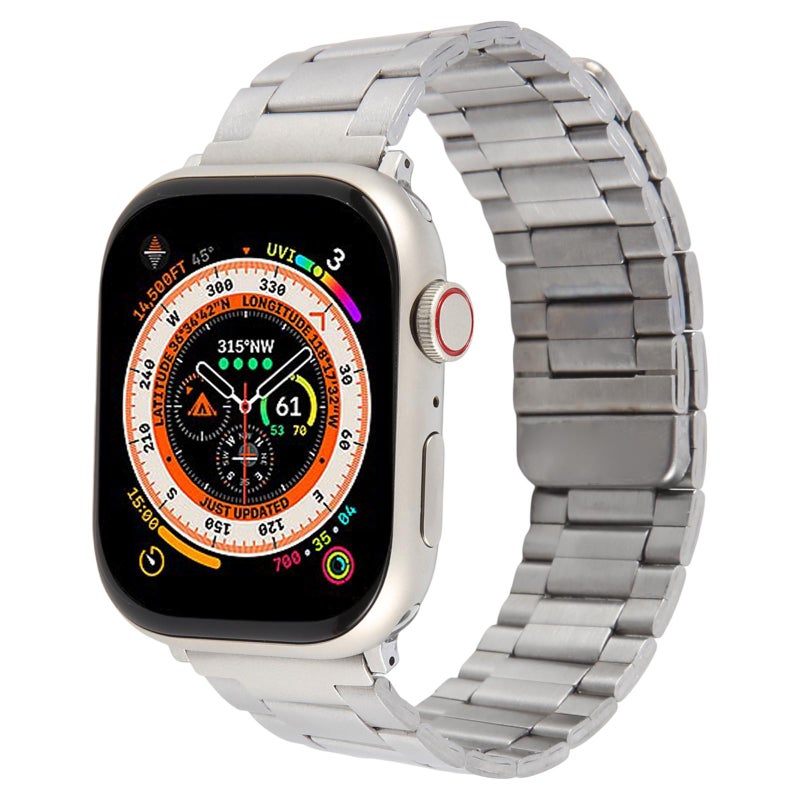 إيروريكس لساعة Apple Watch 42 مم / 41 مم / 40 مم / 38 مم سوار ساعة فولاذي مغناطيسي بثلاث حبات (فضي) - Image 1