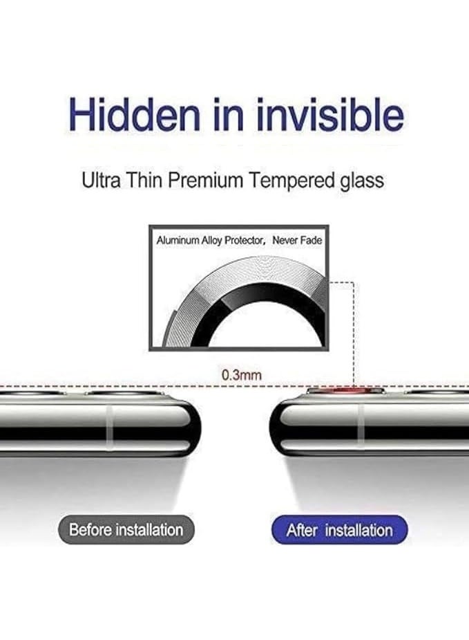 Glass Camera Lens Frame Protector Compatible For Redmi Note 14 Pro - Black - Image 5