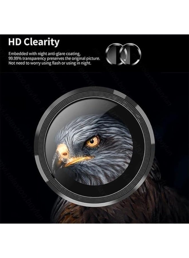 Glass Camera Lens Frame Protector Compatible For Redmi Note 14 Pro - Black - Image 4