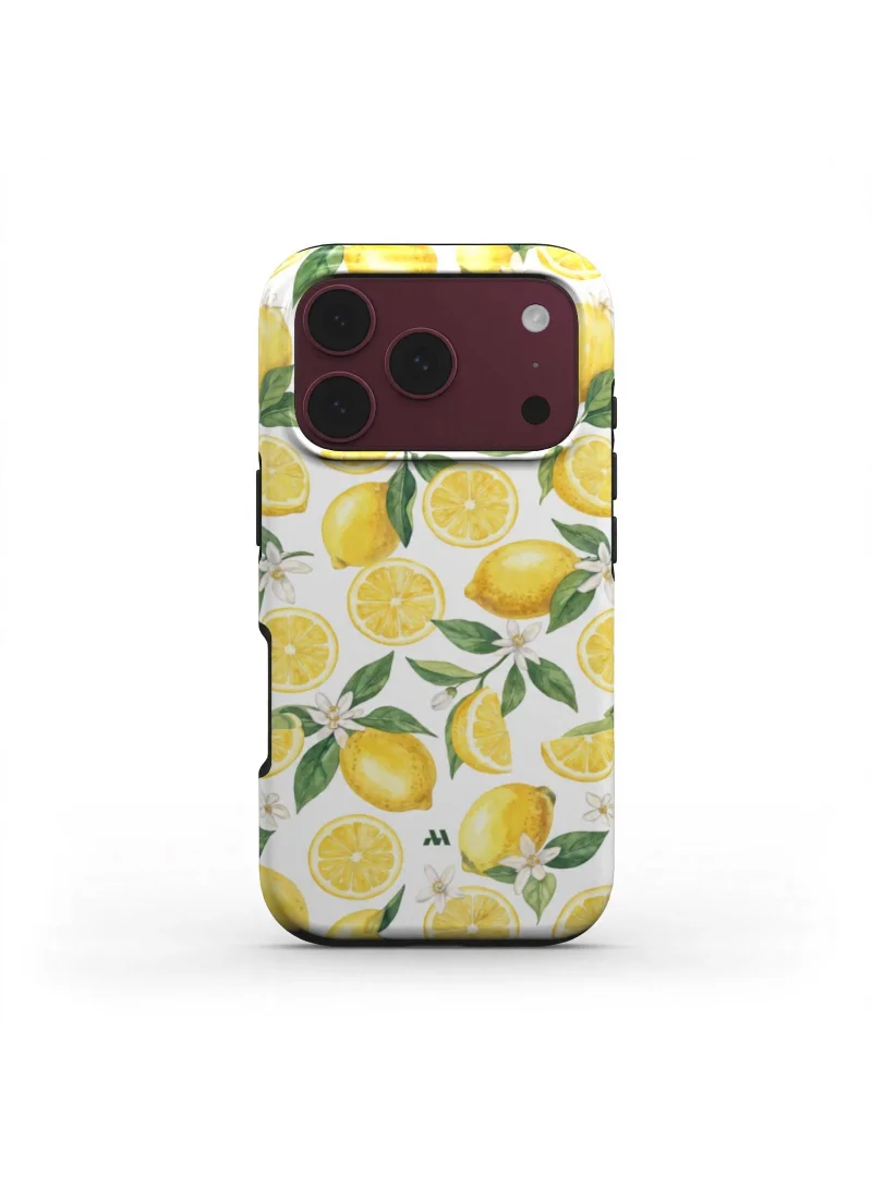 Mobcos iPhone 18 Pro Max Lemon Daisy Premium Case Compatible with Hybrid Dual-Layer Hard Shell + Silicone Protection - Scratch-Resistant Shockproof Mobile Cover