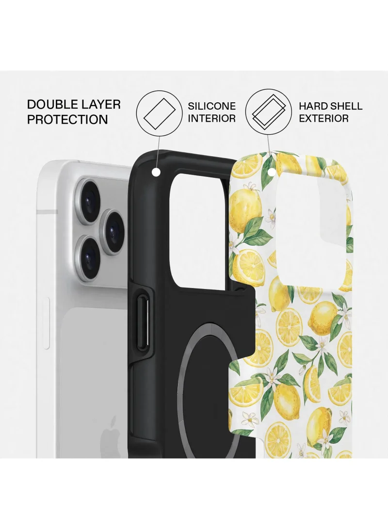Mobcos iPhone 18 Pro Max Lemon Daisy Premium Case Compatible with Hybrid Dual-Layer Hard Shell + Silicone Protection - Scratch-Resistant Shockproof Mobile Cover