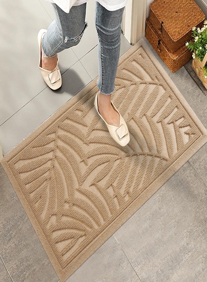 HIYARD Front Door Mat, Absorbent Resist Dirt Welcome Door Mat Indoor Outdoor, Waterproof Doormat, Sturdy Non Slip Backing, Fade Resistant, Low Profile Entry Mat for Entryway, 29×17, Beige - Image 1