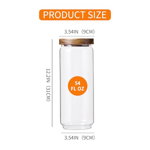 Homtop Glass Storage Containers Set of 3, 54 OZ High Borosilicate Glass Jars with Wooden Lids Kitchen Food Canisters s for Coffee Beans/Sugar/Noodles/Nuts/Cookies/Pasta - Image 2