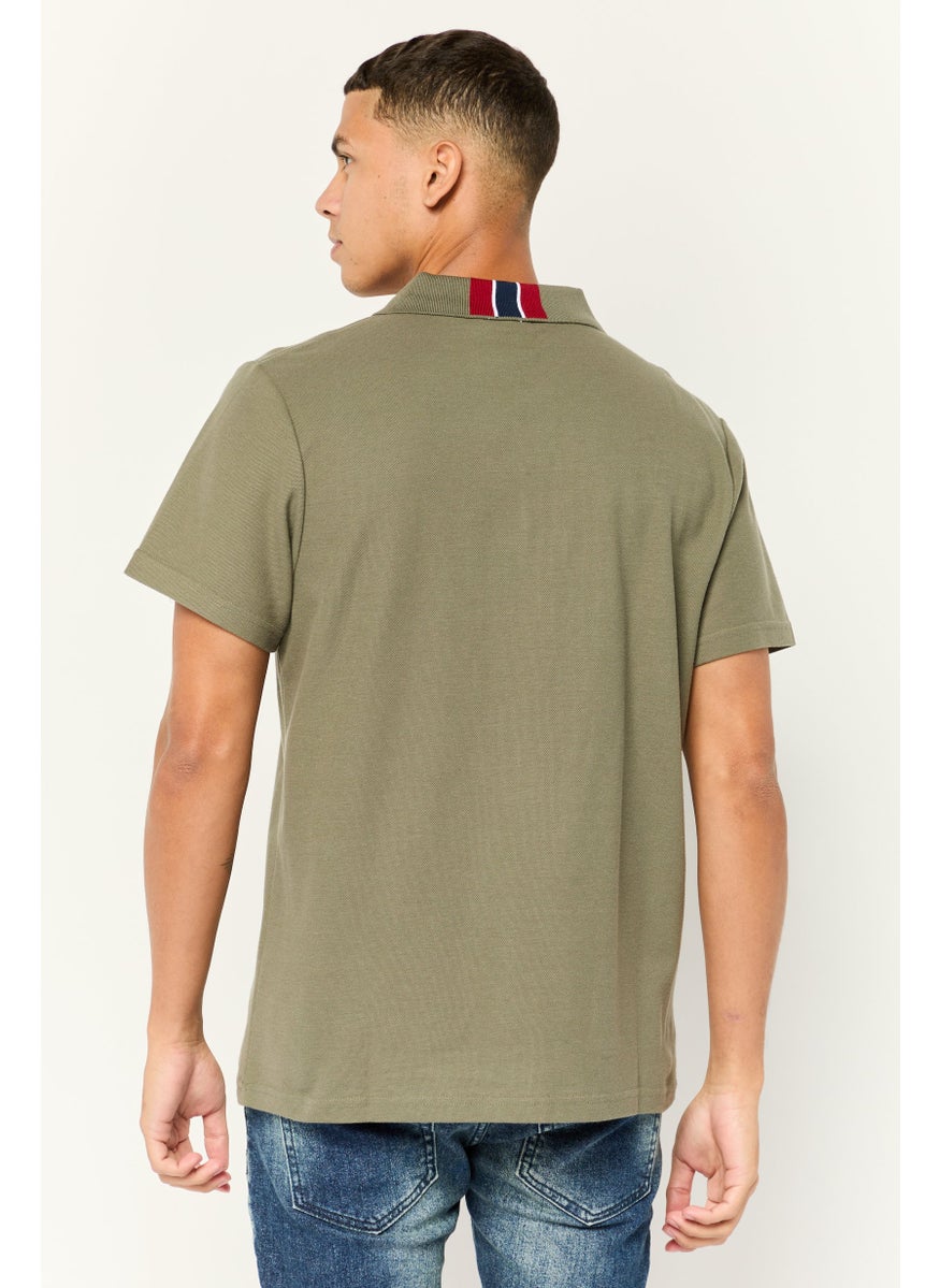 Nordland - Men Regular Fit Brand Logo Short Sleeves Polo Shirt, Olive - Image 1