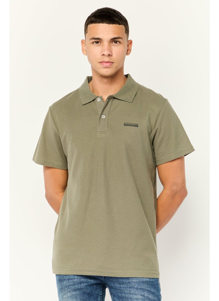 Nordland - Men Regular Fit Brand Logo Short Sleeves Polo Shirt, Olive - Image 1