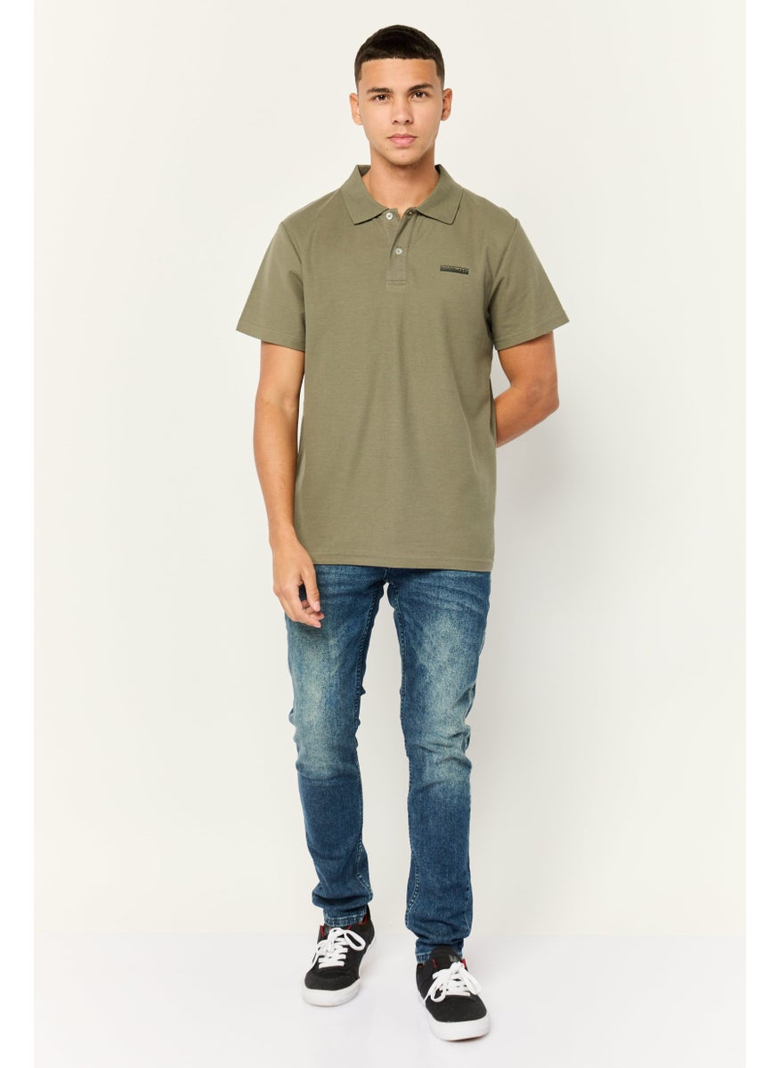 Nordland - Men Regular Fit Brand Logo Short Sleeves Polo Shirt, Olive - Image 1