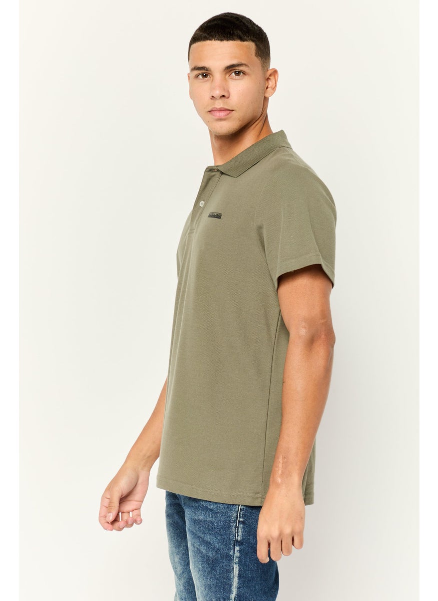 Nordland - Men Regular Fit Brand Logo Short Sleeves Polo Shirt, Olive - Image 1