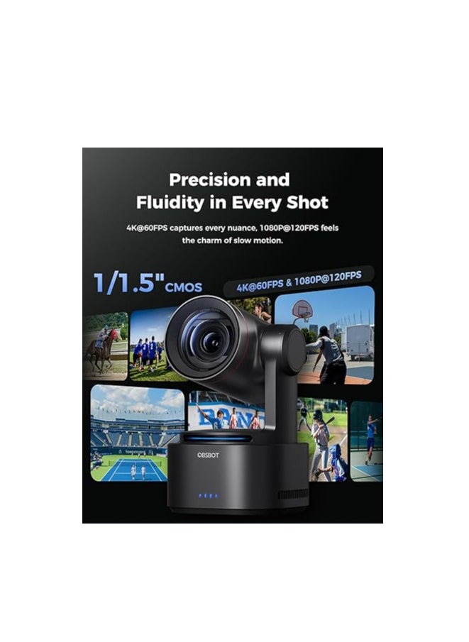 OBSBOT - OBSBOT Tail 2 PTZR NDI Camera 4K@60FPS, Pro AI Tracking, 1/1.5" CMOS, 50MP, 5X Optical Zoom, 12X Hybrid Zoom, SDI/HDMI/IP/USB 3.0 Output, Live Streaming for Education, Conference, Worship, Live Events - Image 1