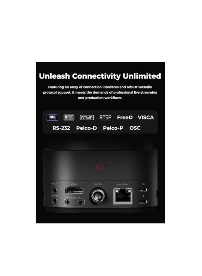 OBSBOT - OBSBOT Tail 2 PTZR NDI Camera 4K@60FPS, Pro AI Tracking, 1/1.5" CMOS, 50MP, 5X Optical Zoom, 12X Hybrid Zoom, SDI/HDMI/IP/USB 3.0 Output, Live Streaming for Education, Conference, Worship, Live Events - Image 1