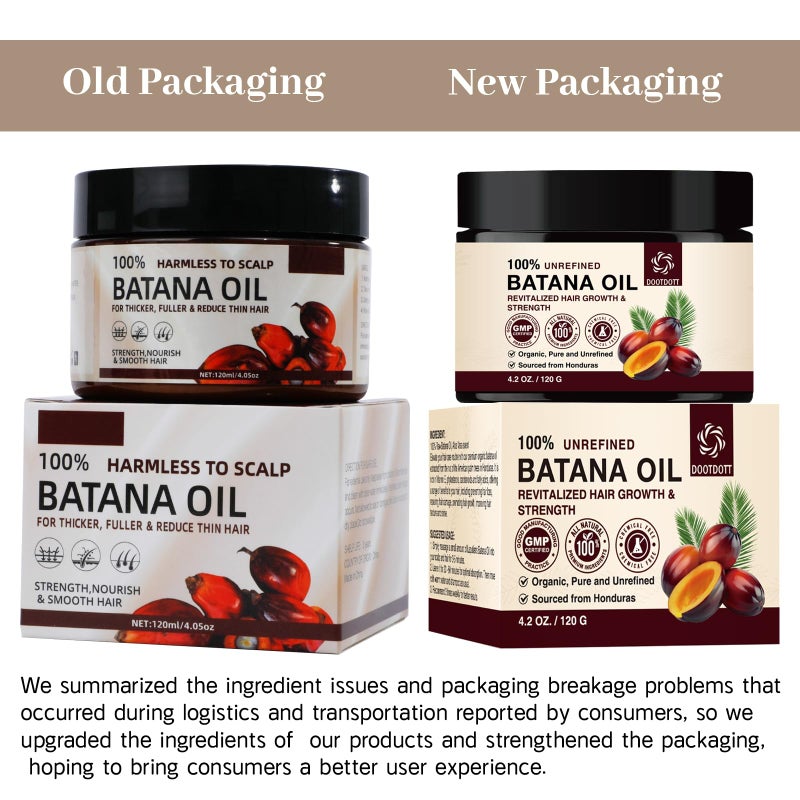 dootdott Batana Oil for Hair Growth, Botana Oil from Honduras, 100 Percent Pure Batana Paste Hair Mask Organic Raw, Miracle Hair Loss, Repairs Damaged Hair, Leaves Hair Smoother 120g - Image 2
