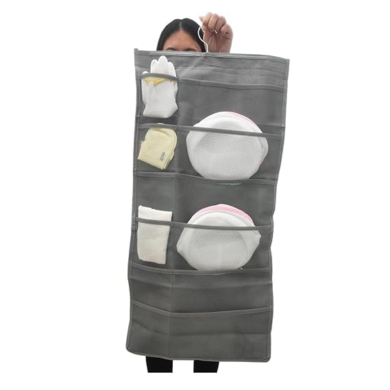 AG E-Com AG ECom DualSided 1218 30 Pocket Hanging Closet with Mesh Pockets Wardrobe Storage Cloth Space Saver Bag for Bra Underwear Underpants Socks 78 X 40cm Grey  - Image 4