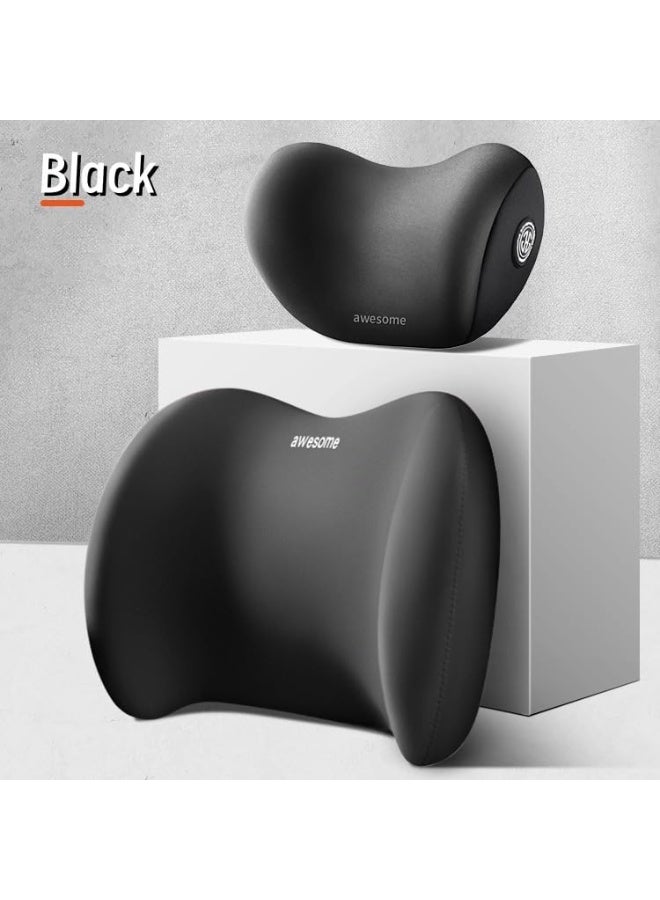 Ergonomic Memory Foam Car Neck and Back Lumbar Support Cushion Set, Black - Image 5